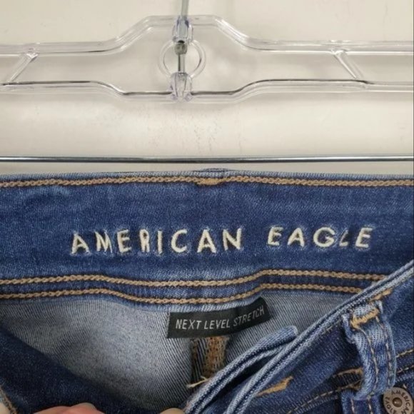American Eagle Kick Boot Jeans Womens Size 4 X Short Dark Wash Nex Level Stretch - Picture 2 of 5